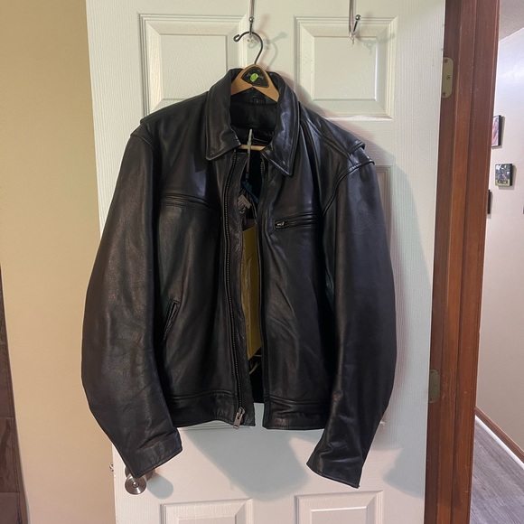 Men’s leather coat black - Picture 3 of 5